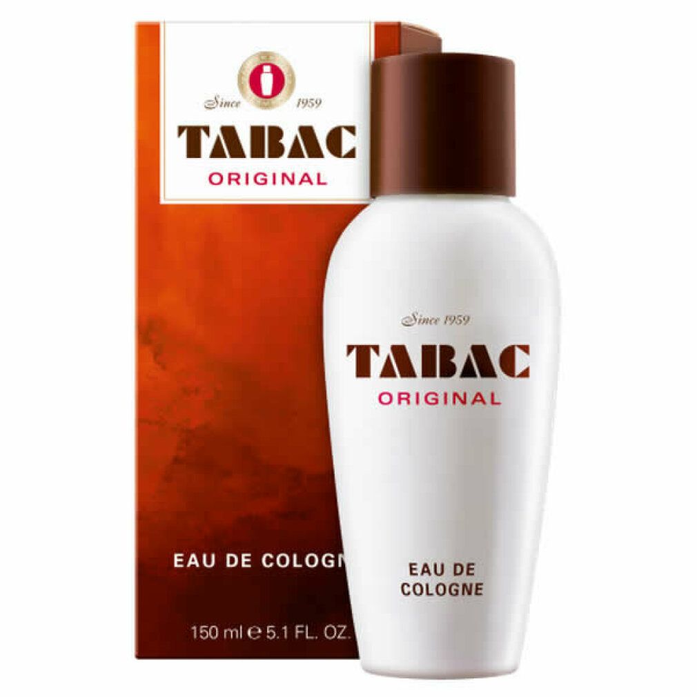 Flacone e confezione Tabac Original Eau de Cologne. Flacone e confezione affiancati.