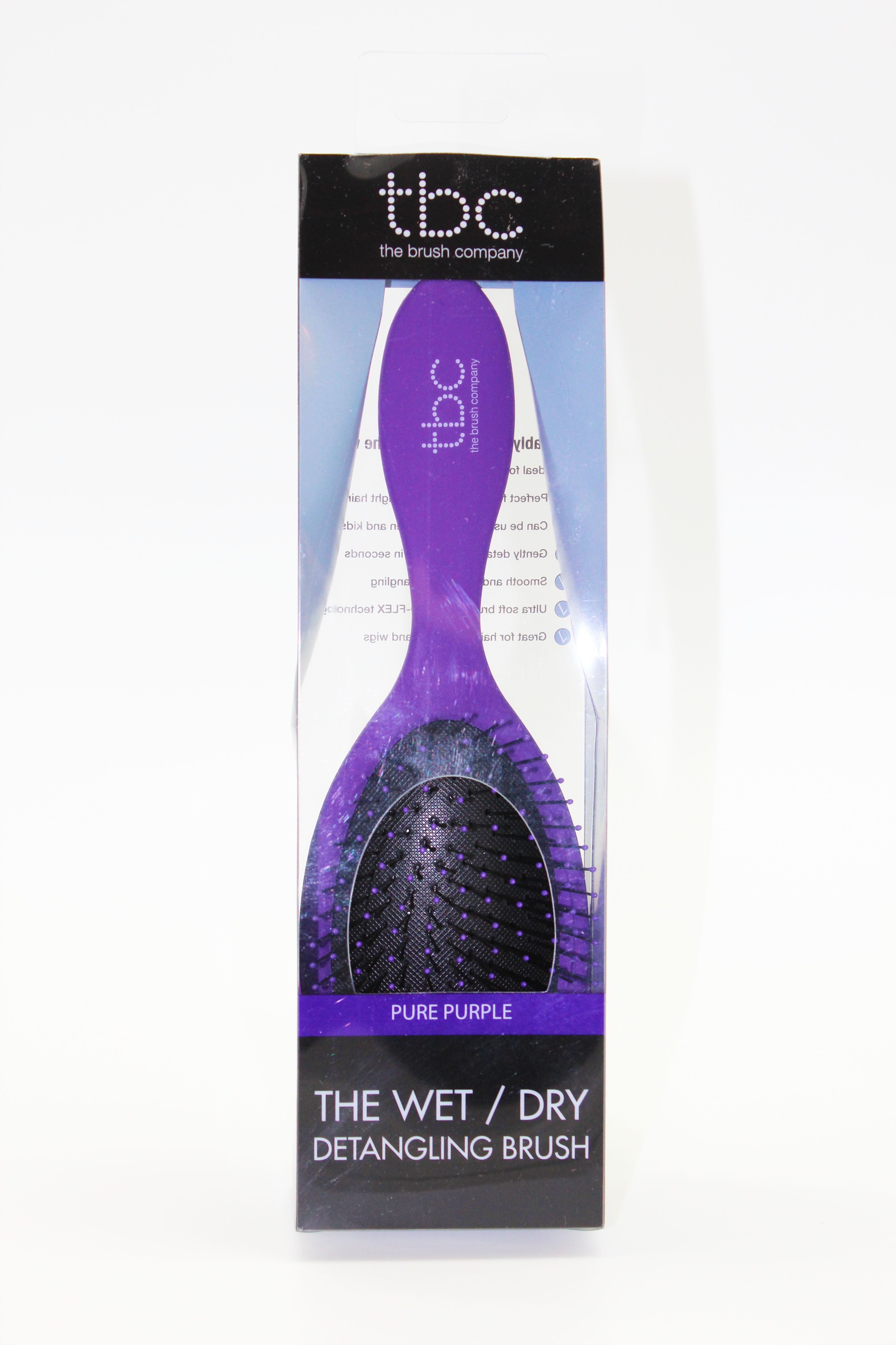 Spazzola per capelli TBC Wet & Dry viola nella confezione.