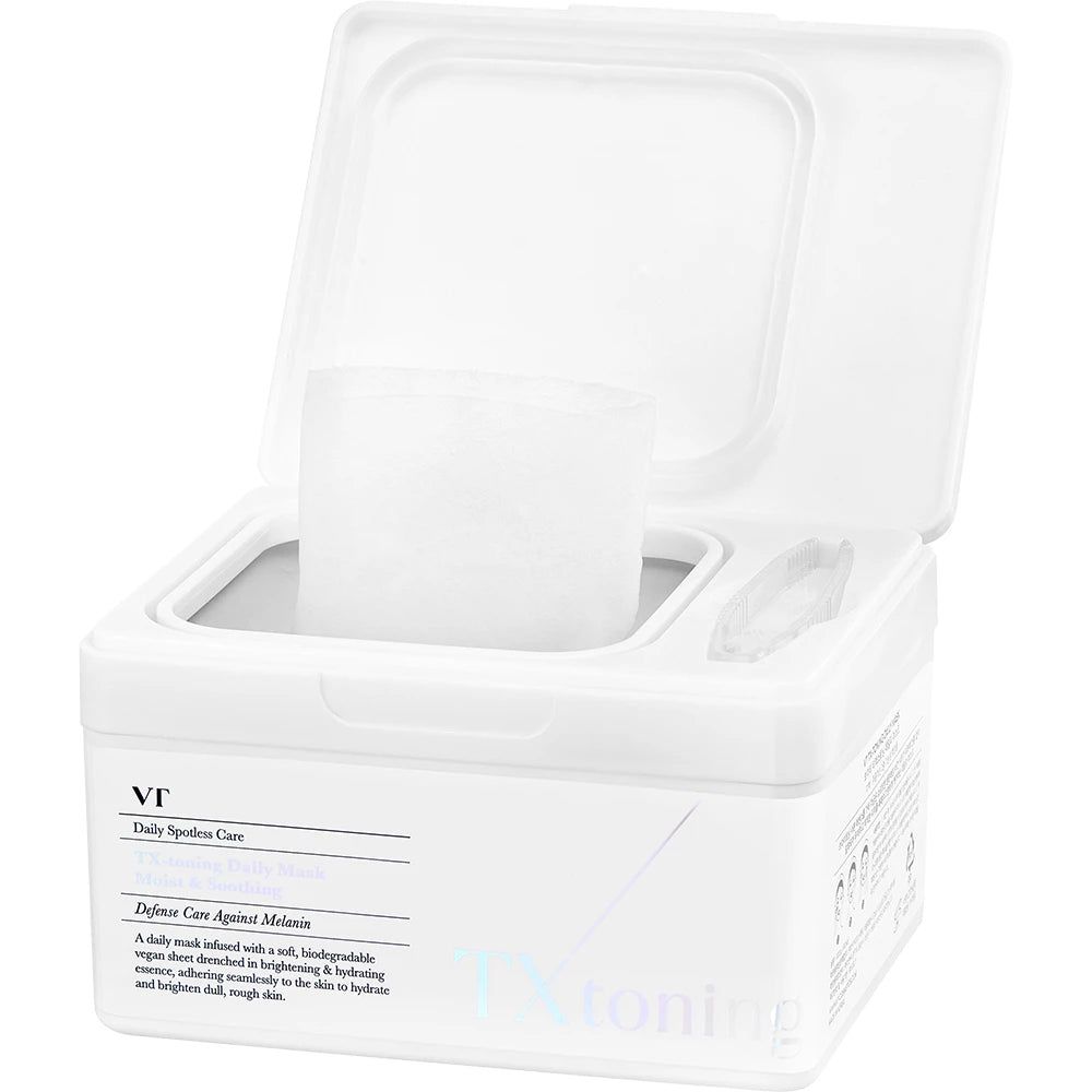 VT COSMETICS TX-Toning Maschera Giornaliera: Confezione aperta con pinzetta e fogli di maschera.