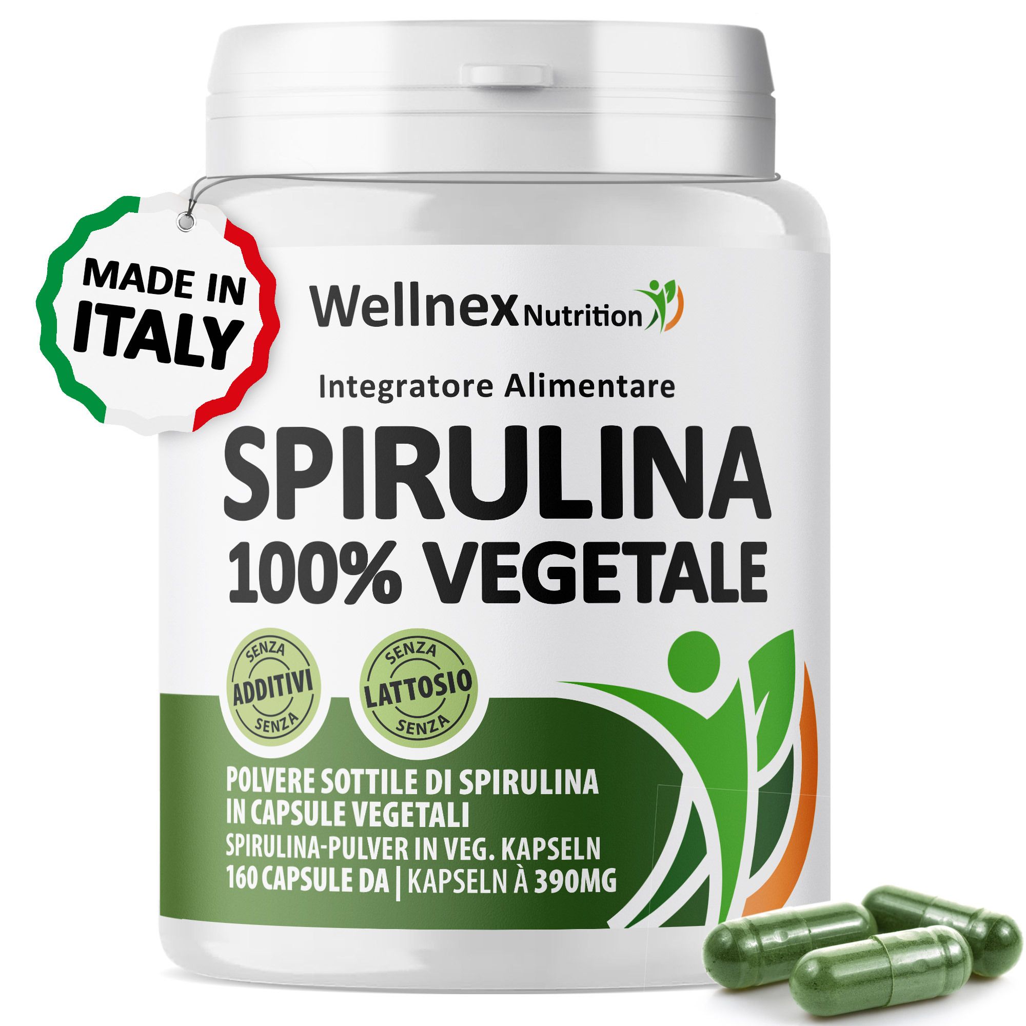 Wellnex Nutrition Spirulina 390 mg - 160 Capsule Vegetali