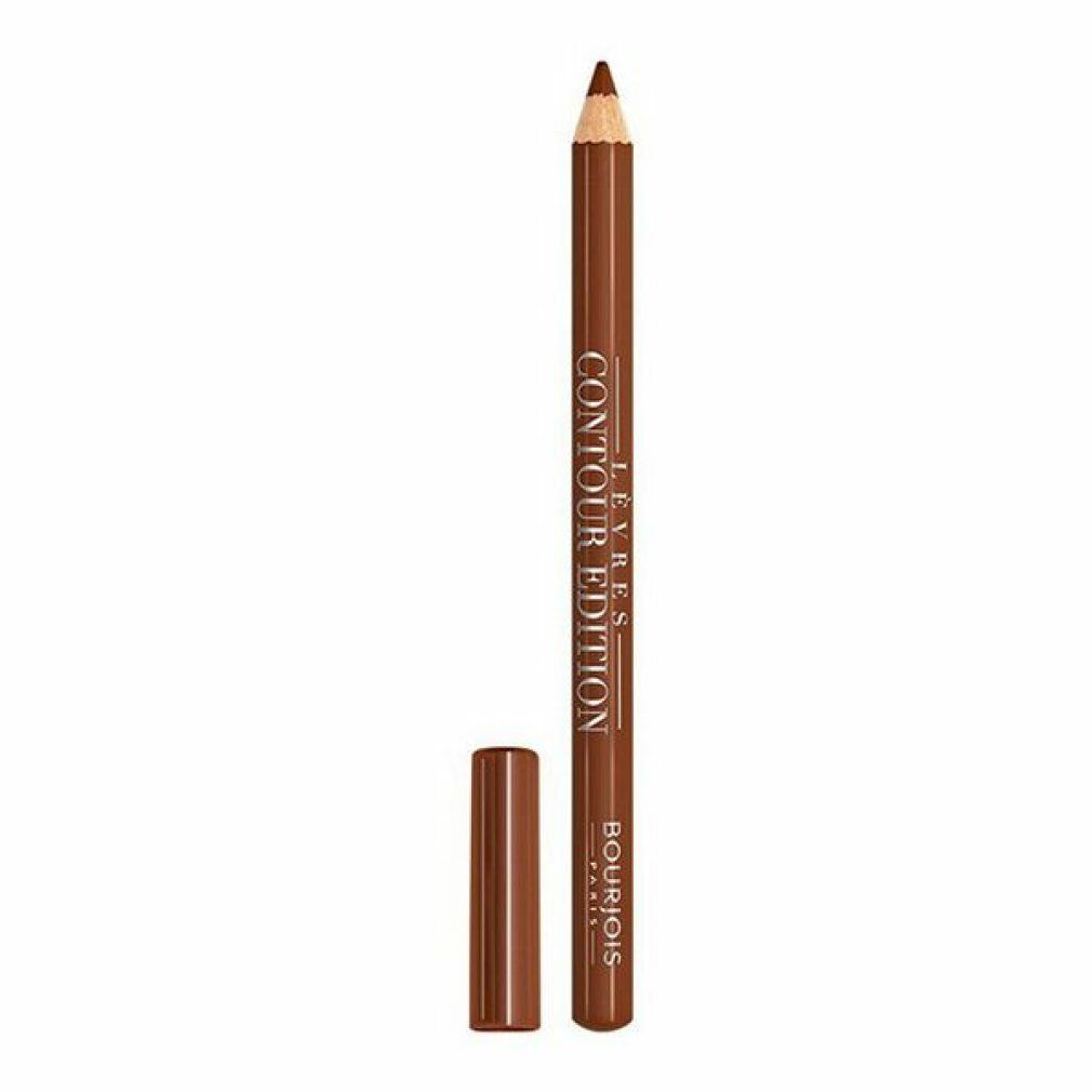 Matita labbra marrone con cappuccio. Scritta 'Contour Edition' e 'Bourjois'.