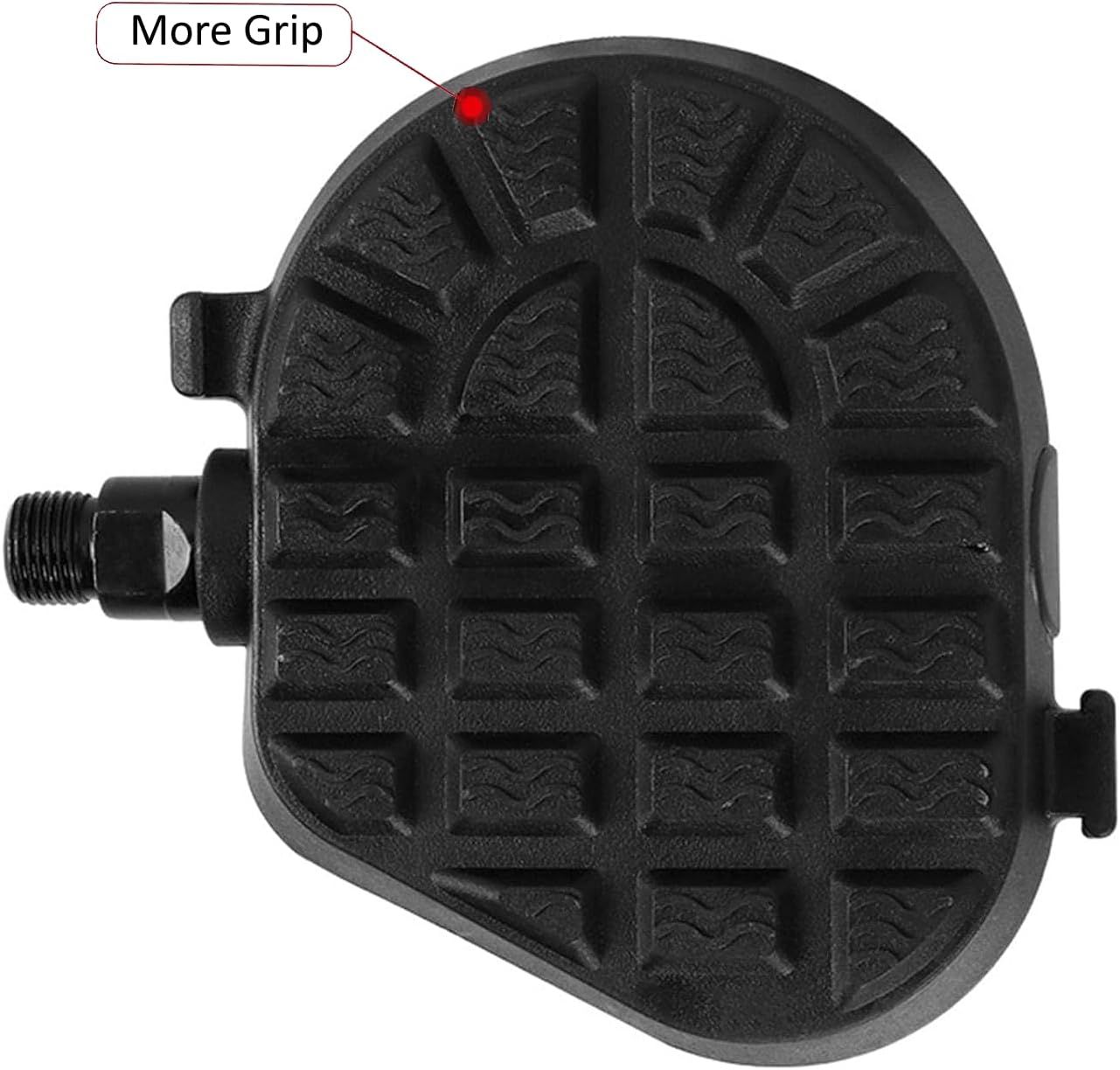 Pedale per bicicletta nero con cinghia e superficie antiscivolo. Filettatura 9/16 pollici (14 mm).