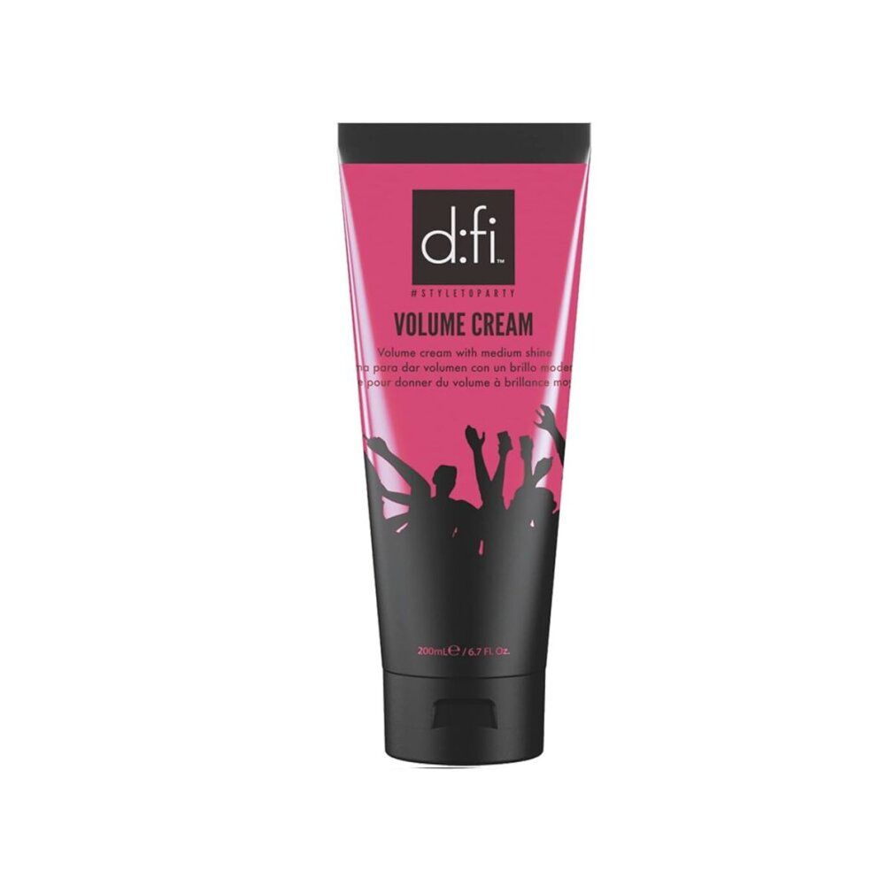 Tubo nero con etichetta rosa. Scritta: d:fi Volume Cream. Contiene 200ml.