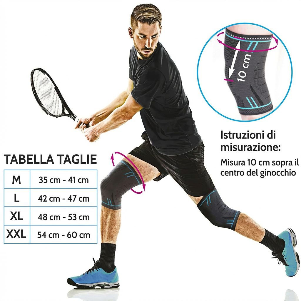 Ginocchiera grigia. Caratteristiche: traspirante, elastica, confortevole, equilibrio, compressione.