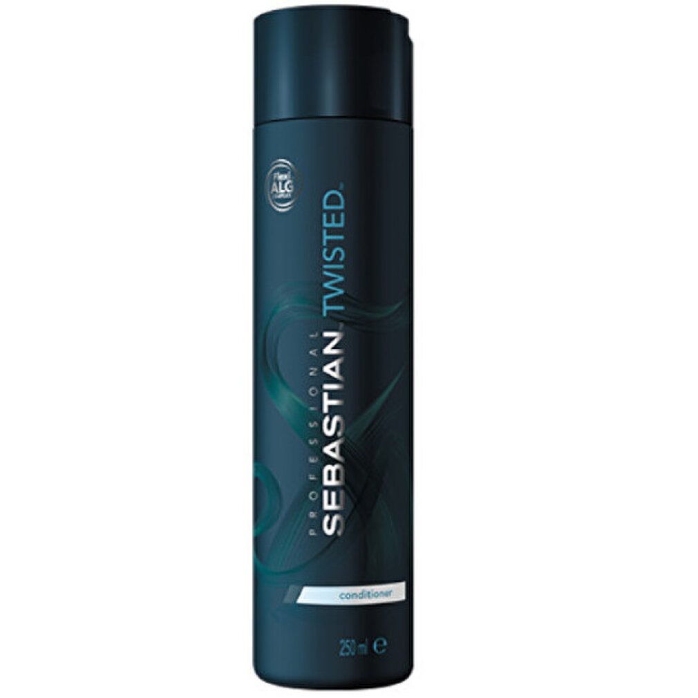 Flacone blu scuro con nome del prodotto e logo. Testo: PROFESSIONAL. TWISTED. Conditioner. 250 ml.