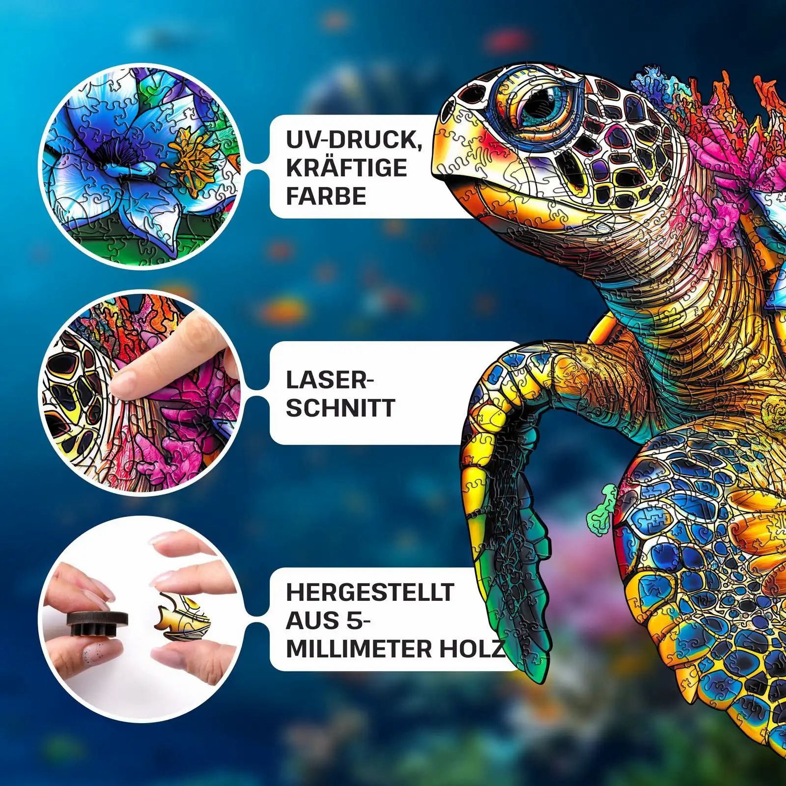 Puzzle in legno Tartaruga L - 500 pezzi