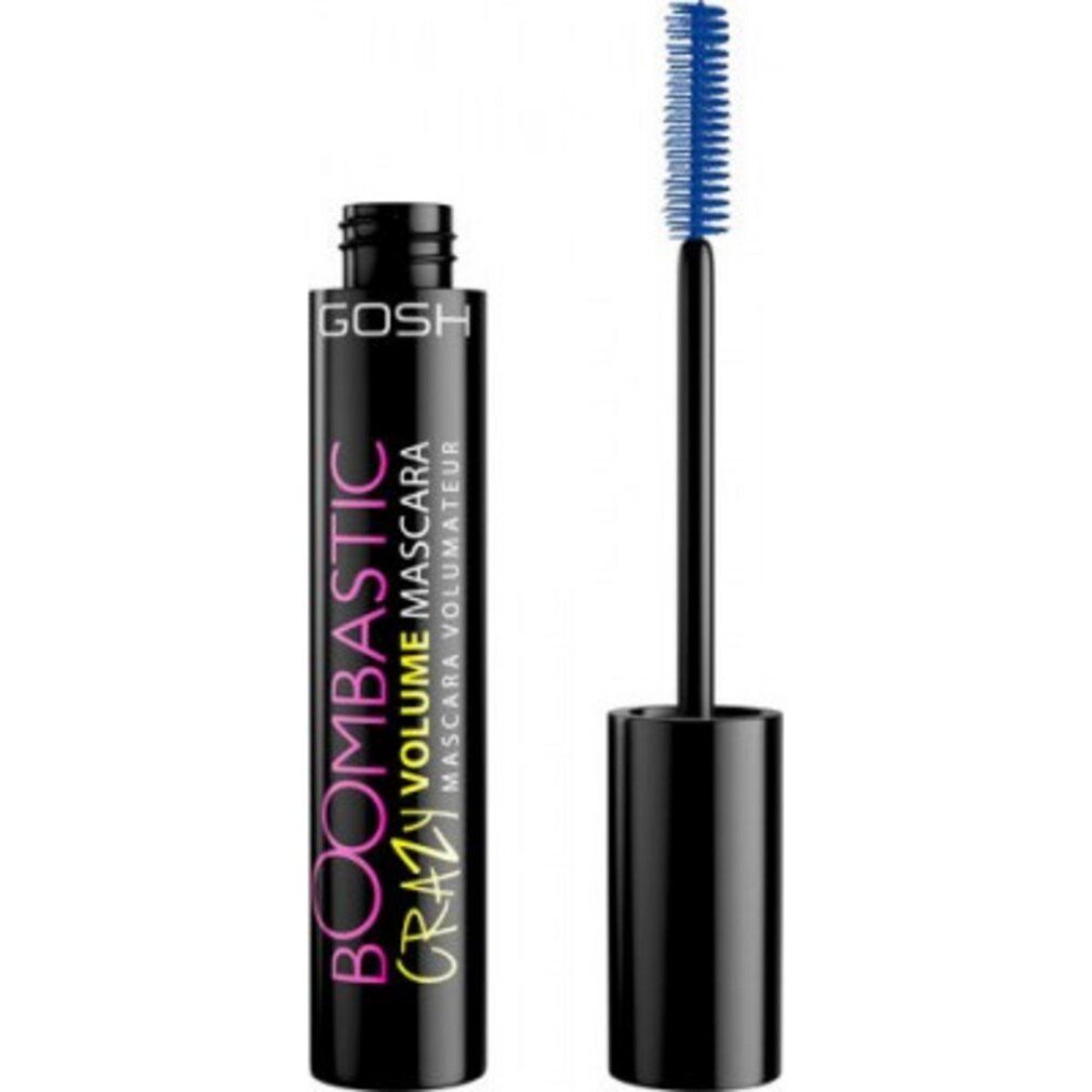 Gosh Boombastic Crazy Volume Mascara Blu. Tubetto nero con applicatore blu.