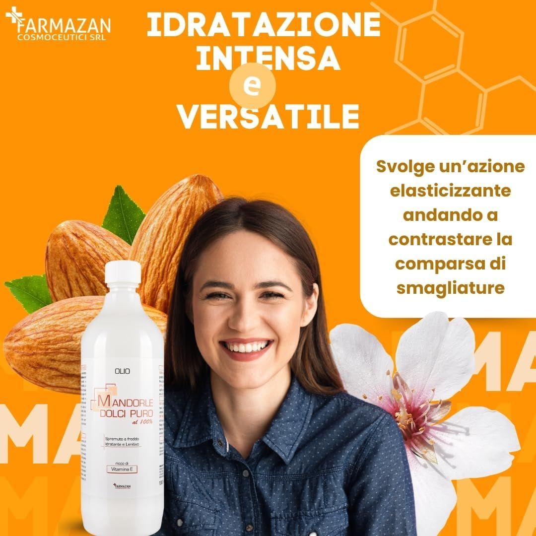 FARMAZAN  Olio di Mandorle Dolci Puro al 100% 1000 ml