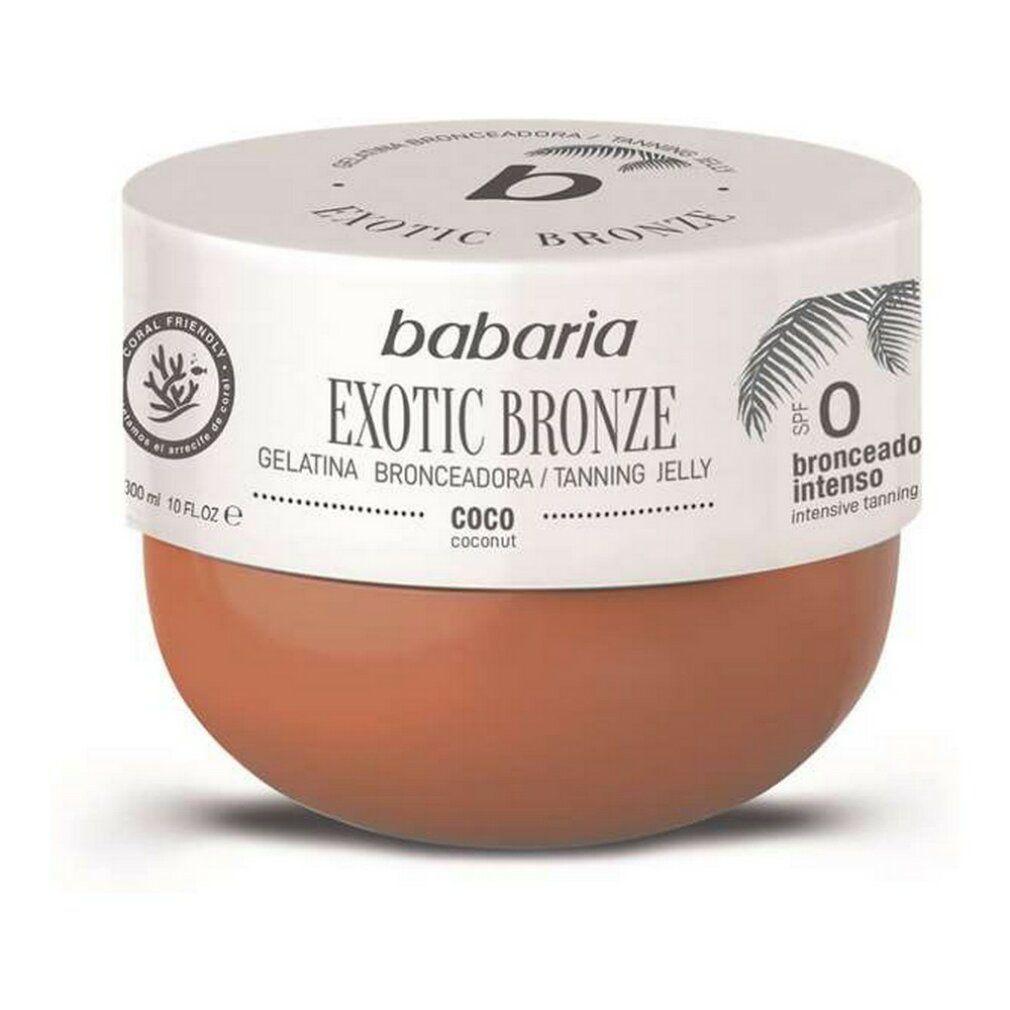 Crema abbronzante Babaria Exotic Bronze in barattolo rotondo. Scritta "Coco".