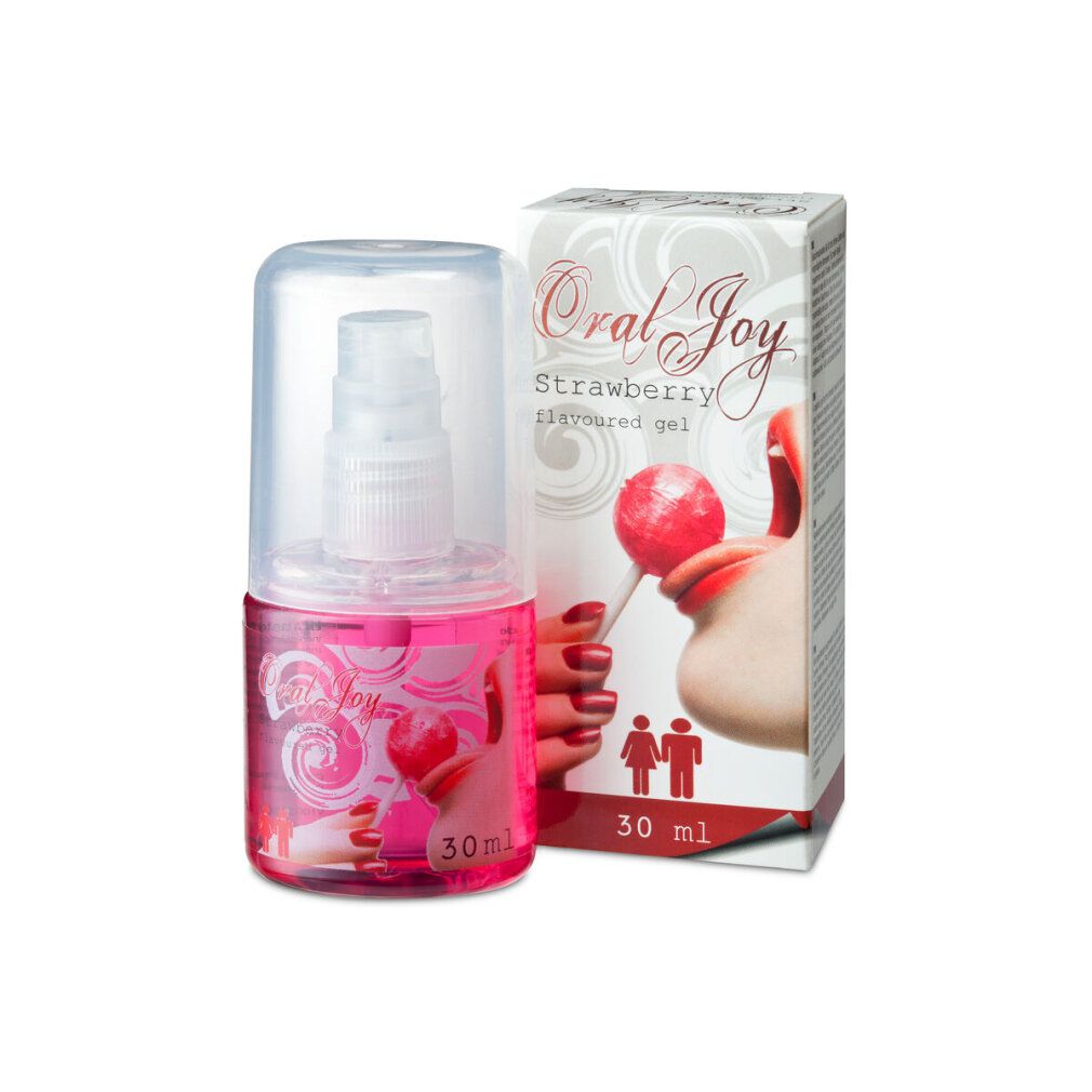 Flacone di gel Oral Joy Fragola con erogatore e confezione, 30ml.