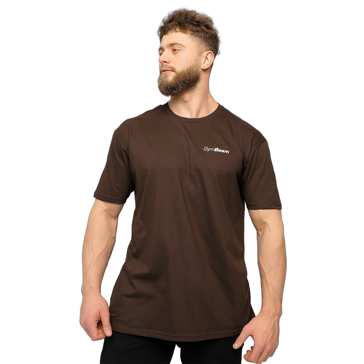 GymBeam T-shirt uomo regular a manica corta Chocolate Brown