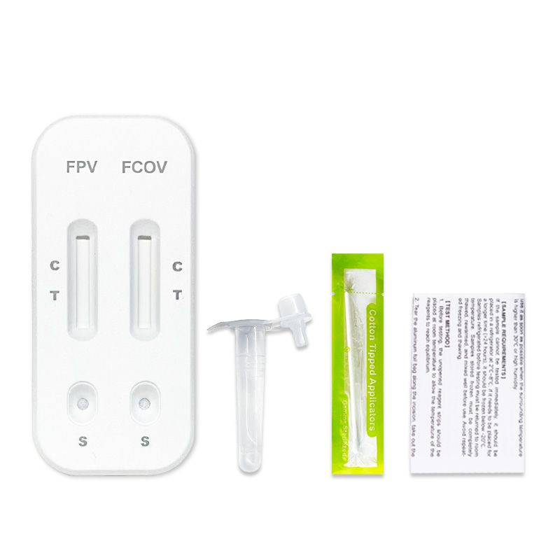 Test a strisce bianco con due aree di test, etichette FPV e FCOV. Accessori: provetta, applicatore, foglietto.