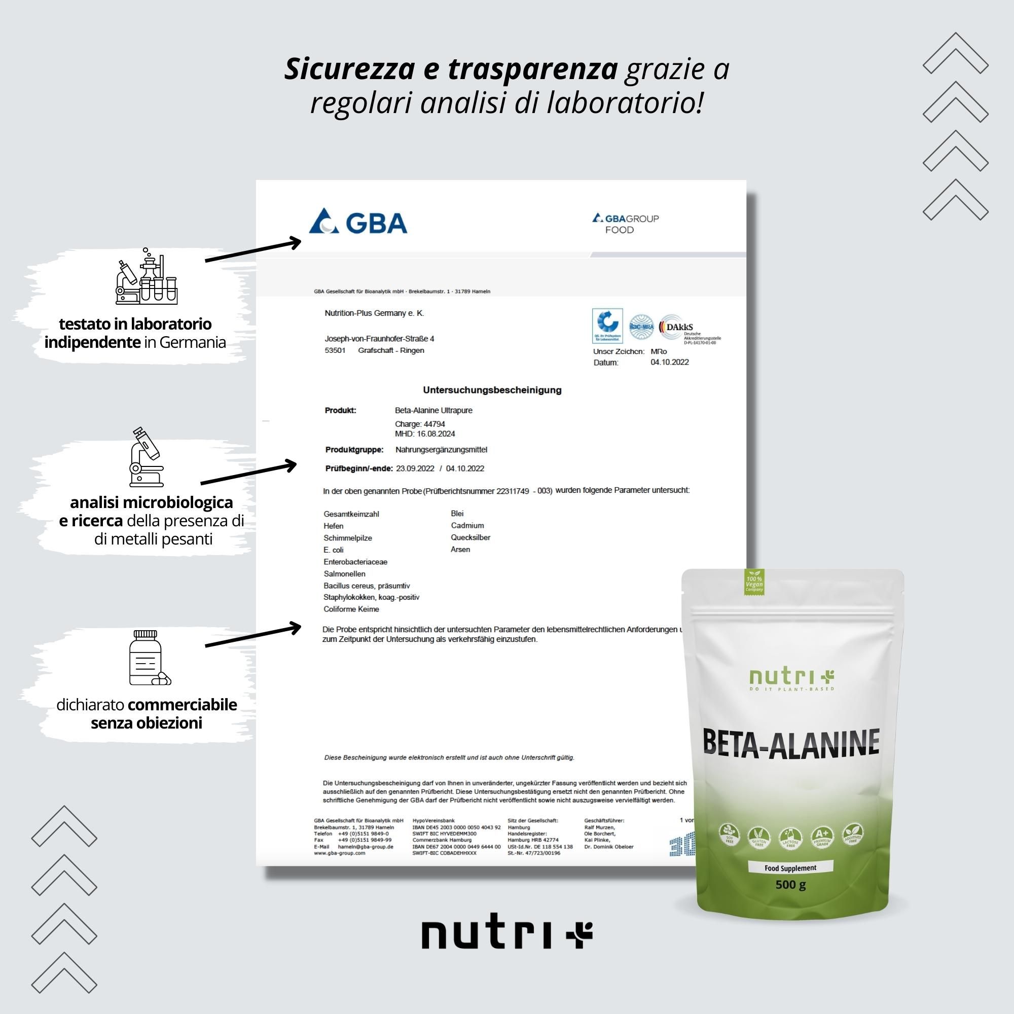 Nutri+ Beta Alanina in polvere 500g Aminoacido