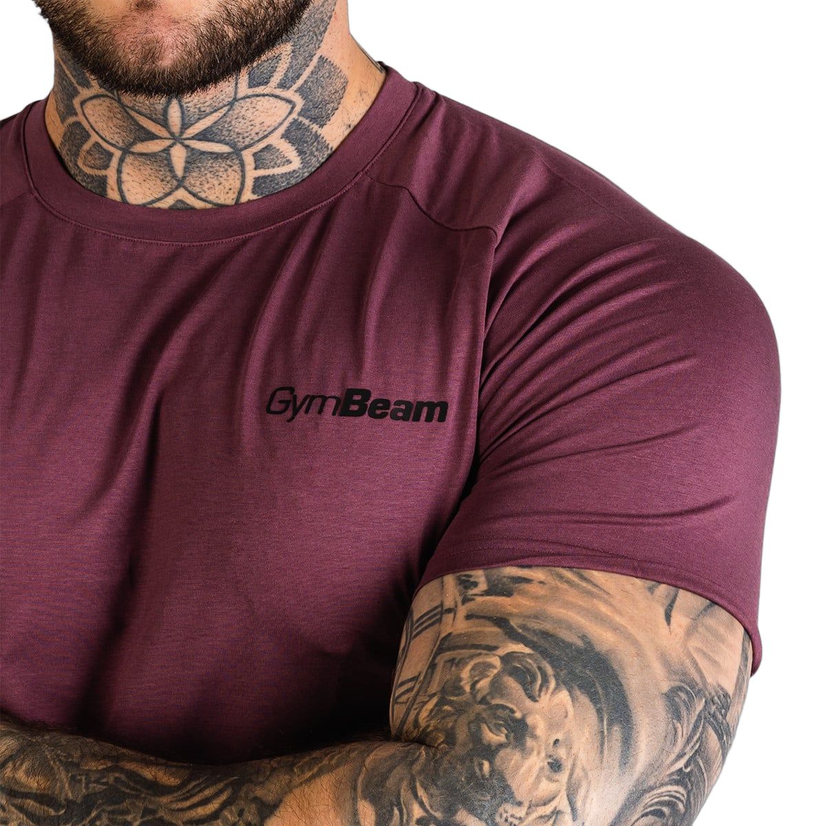 GymBeam T-shirt uomo TRN Fitted slim in cotone modal ed elastan melanzana