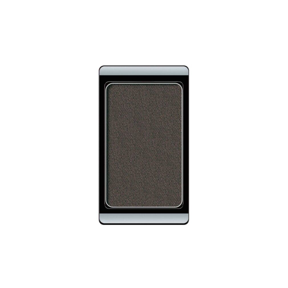 Ombretto singolo marrone scuro con riflessi perlescenti. Cornice argentata.