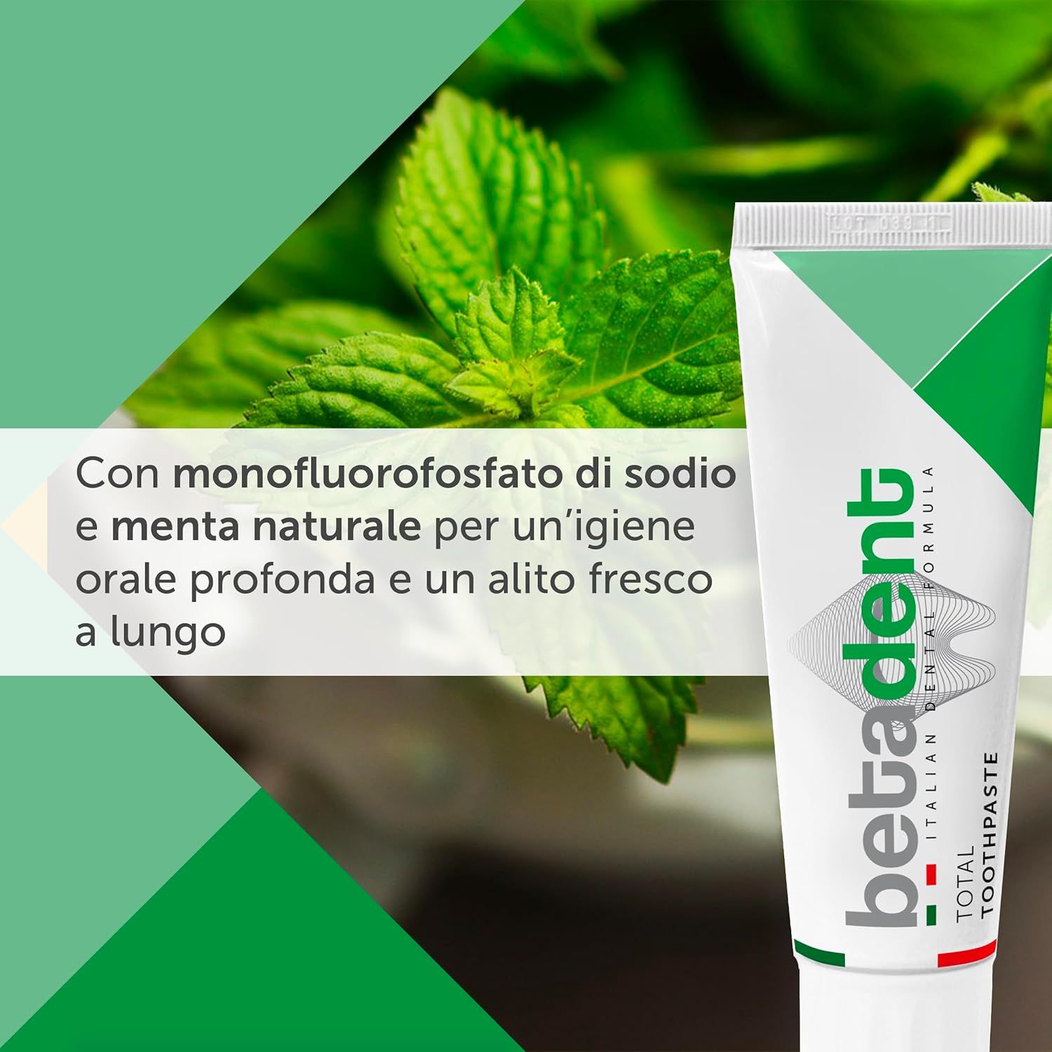 BETADENT - Dentifricio Total - Anti Placca Tartaro Carie Gengive infiammate - Menta naturale
