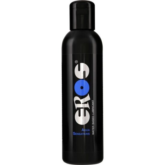 Flacone nero di lubrificante a base d'acqua EROS Aqua Sensations.