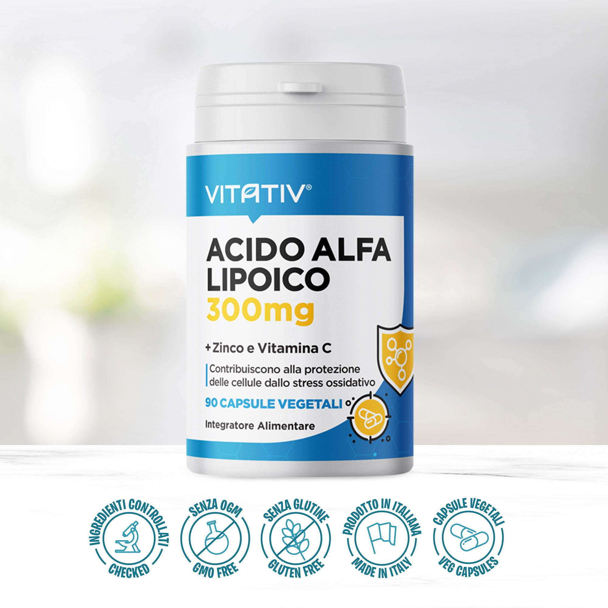 VITATIV® Acido Alfa Lipoico ALA con Vitamina C e Zinco - Capsule Vegetali