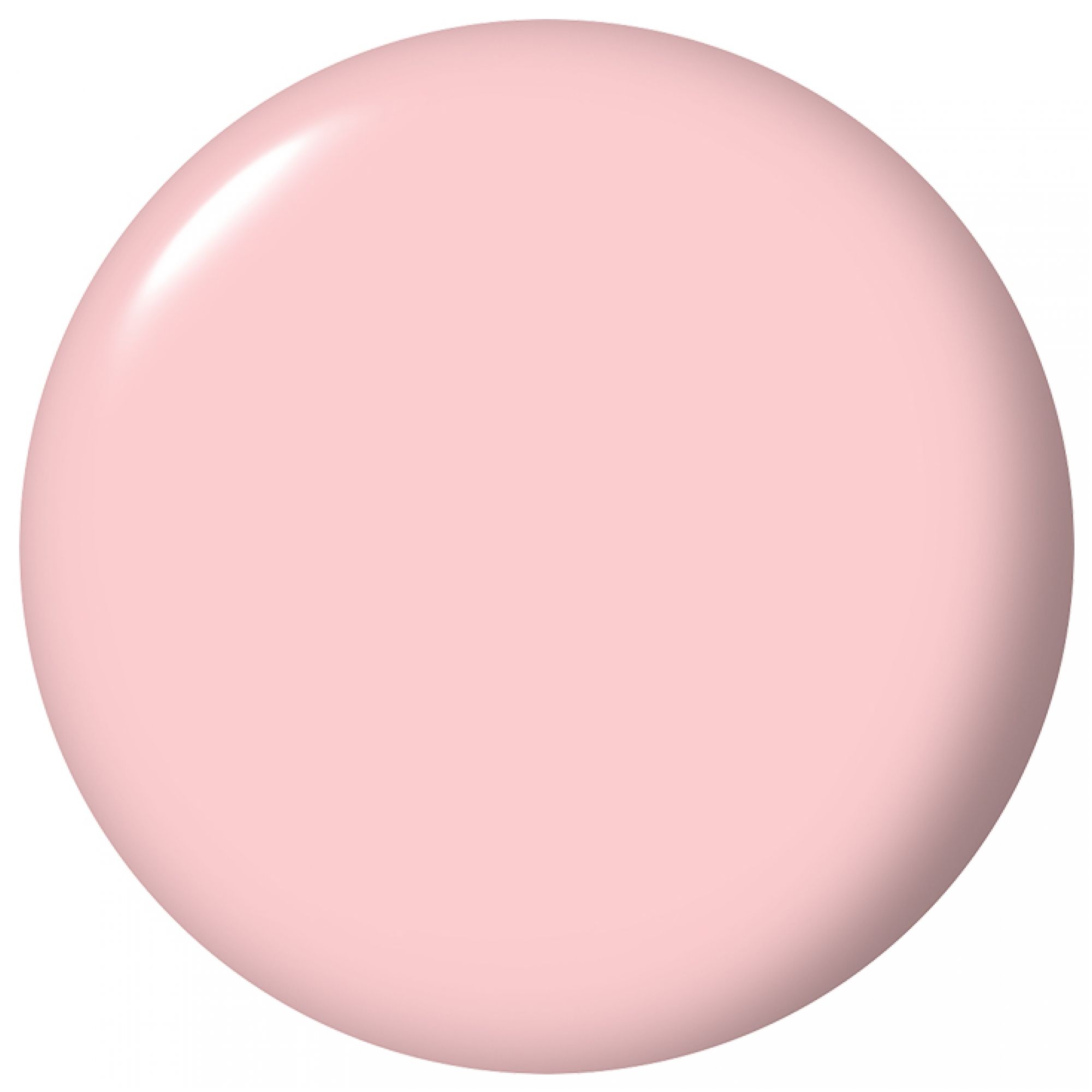 Uno smalto per unghie rotondo, lucido, rosa pallido.
