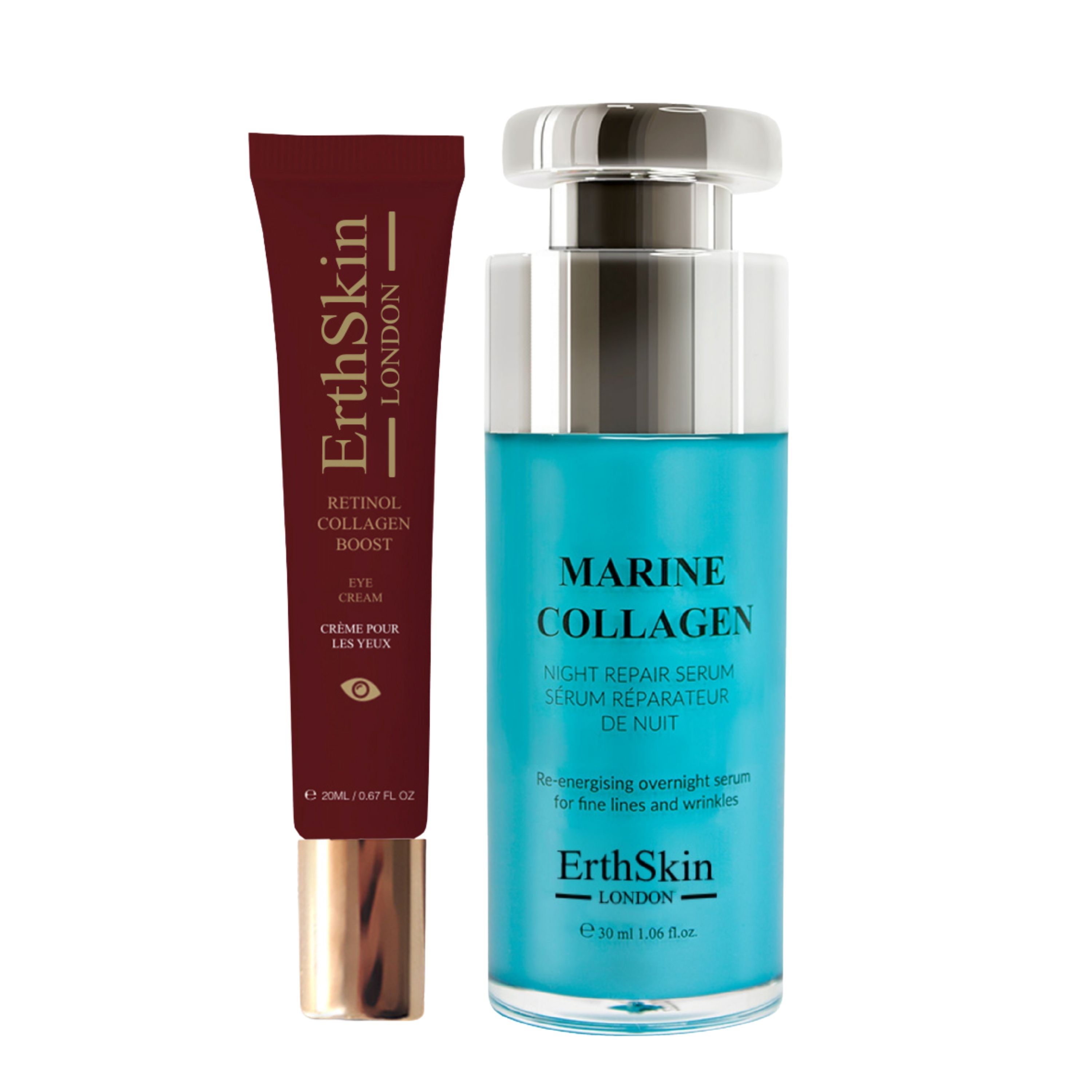 ErthSkin London Siero notturno al collagene marino + crema contorno occhi al retinolo