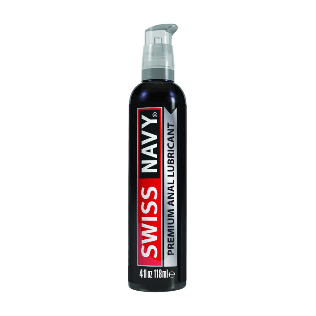 Swiss Navy Premium Anal Lubricant flacone con erogatore a pompa.