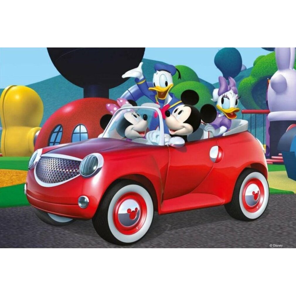 Scatola puzzle Mickey Mouse Clubhouse. Contiene 2 puzzle da 12 pezzi ciascuno. Marchio Ravensburger.