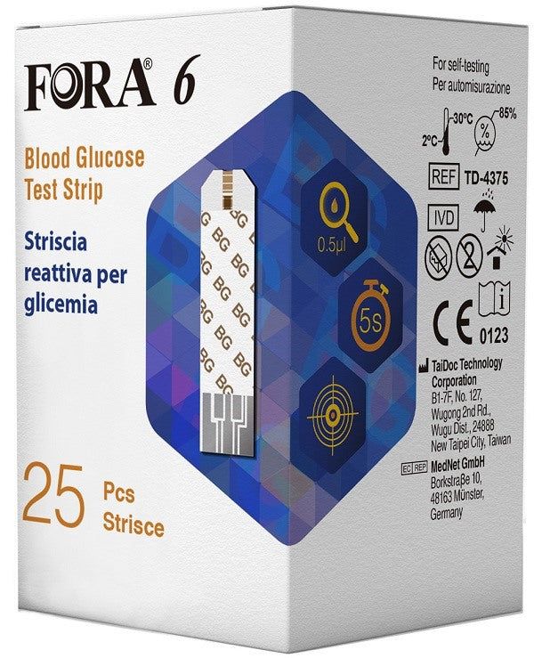 Strisce Misurazione Glicemia Fora 6 Connect Box Da 25 Pezzi Fora