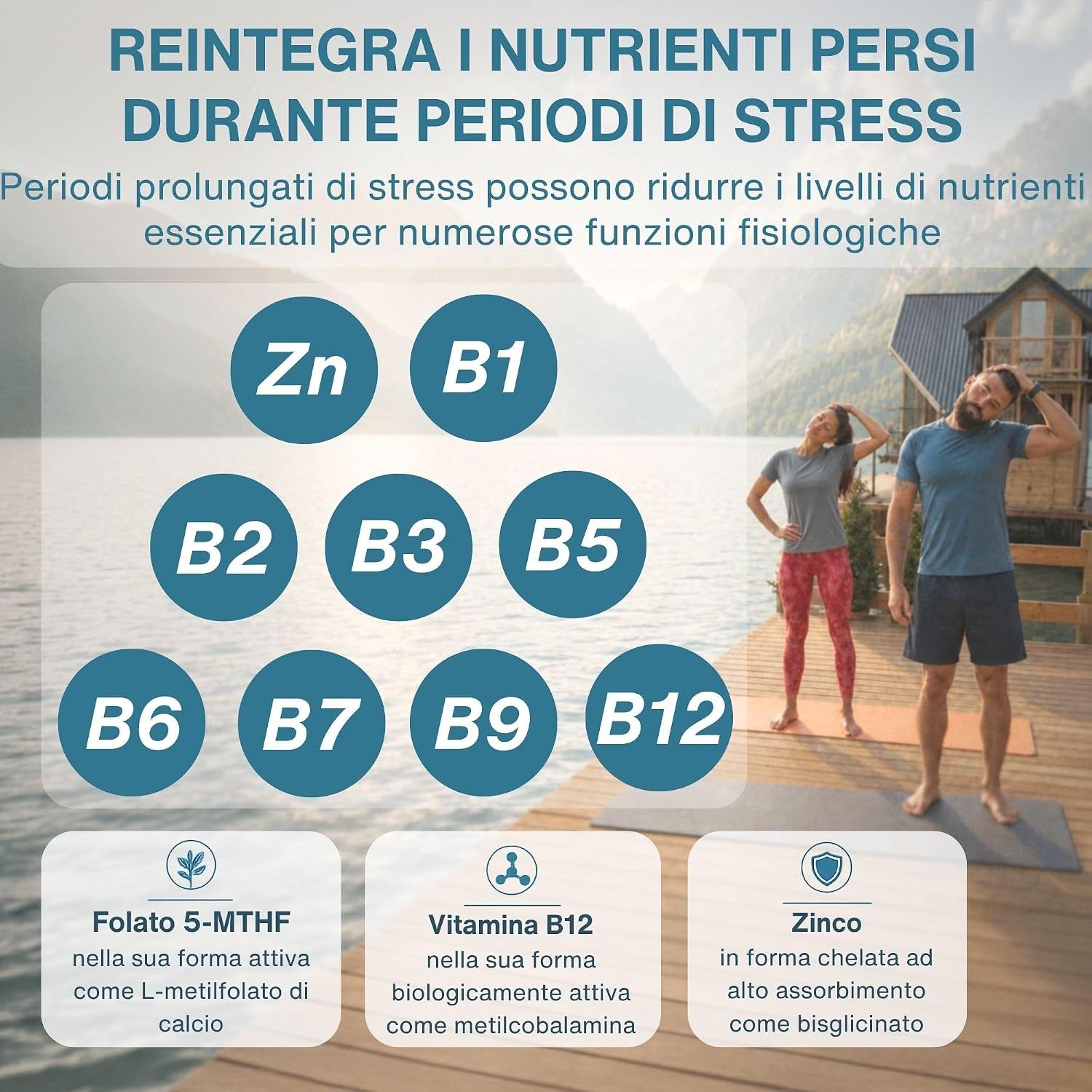 Immagine prodotto con barattolo, fiori e testo su calma e relax.