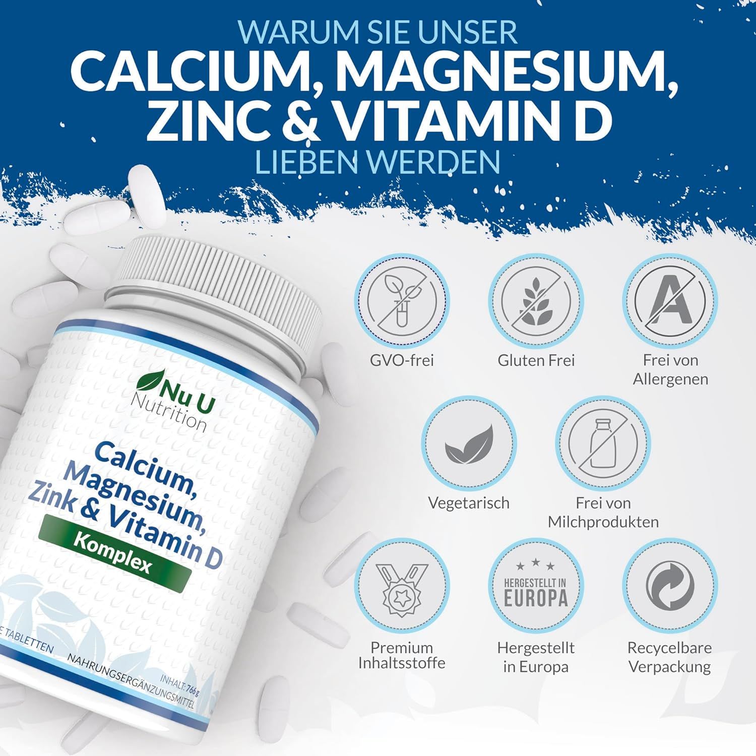 Nu U Nutrition Calcio, magnesio, zinco e vitamina D3