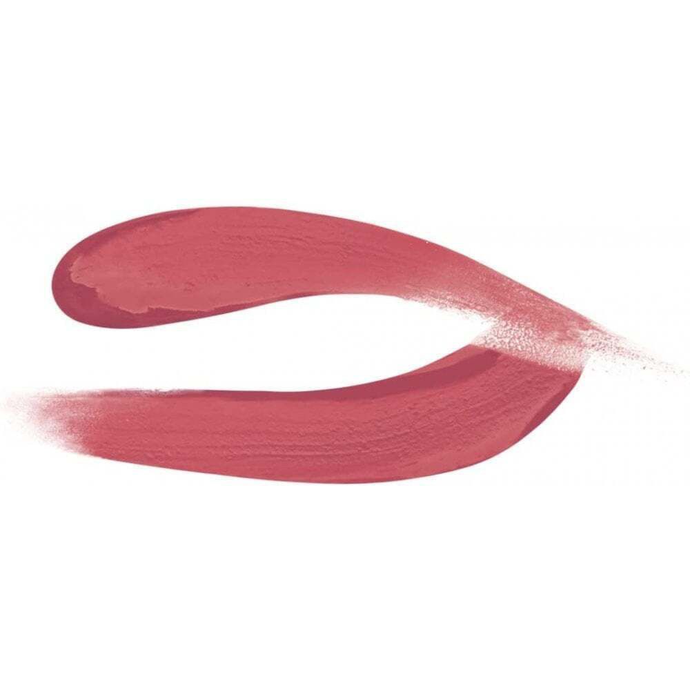 Traccia di rossetto rosa. Due tratti che si incontrano al centro.