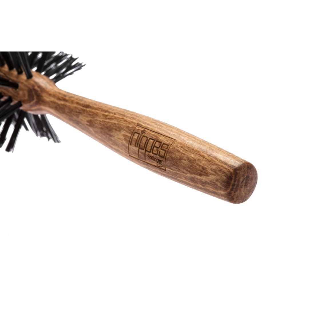 Nippes Solingen Spazzola tonda, Ø 48 mm, 8 file, misto crine-nylon, legno di faggio