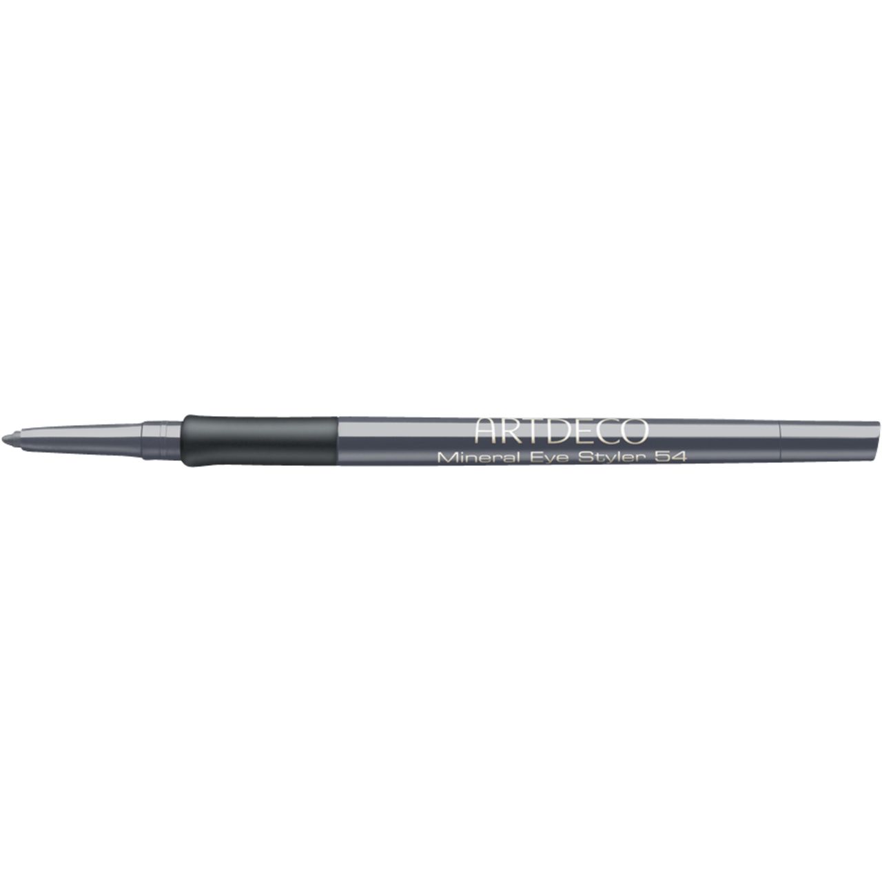 Artdeco Mineral Eye Styler. Matita grigia con impugnatura nera. Punta estesa. Nome del prodotto e marchio sulla matita.