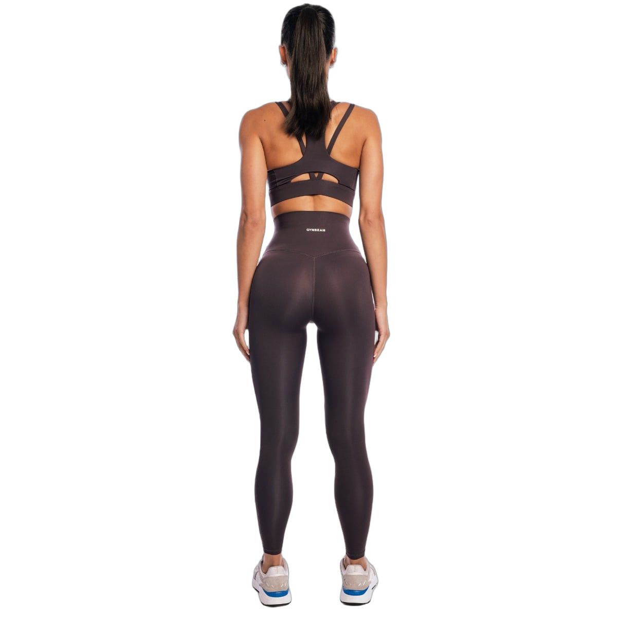 GymBeam Reggiseno sportivo donna Aura Tee marrone con spalline incrociate