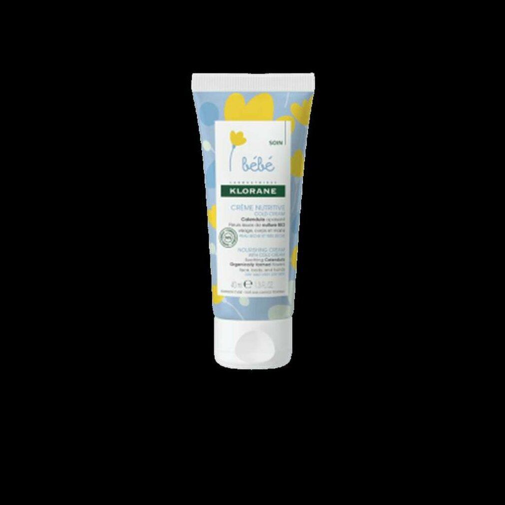 Tubo Klorane bébé Cold Cream con motivo floreale. Contiene calendula lenitiva per pelli secche.