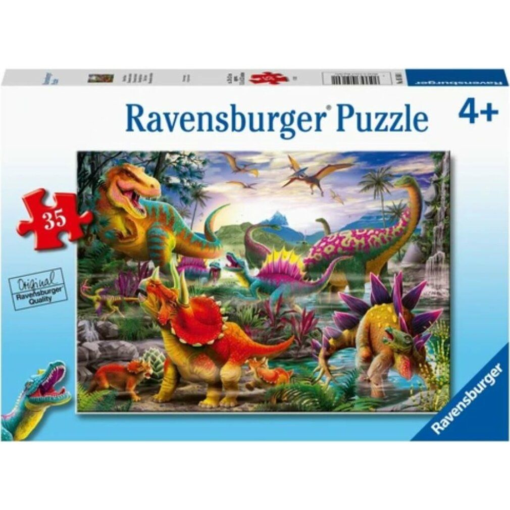 Scatola puzzle Ravensburger. 35 pezzi, 4+. Motivo puzzle dinosauri. Qualità originale Ravensburger.