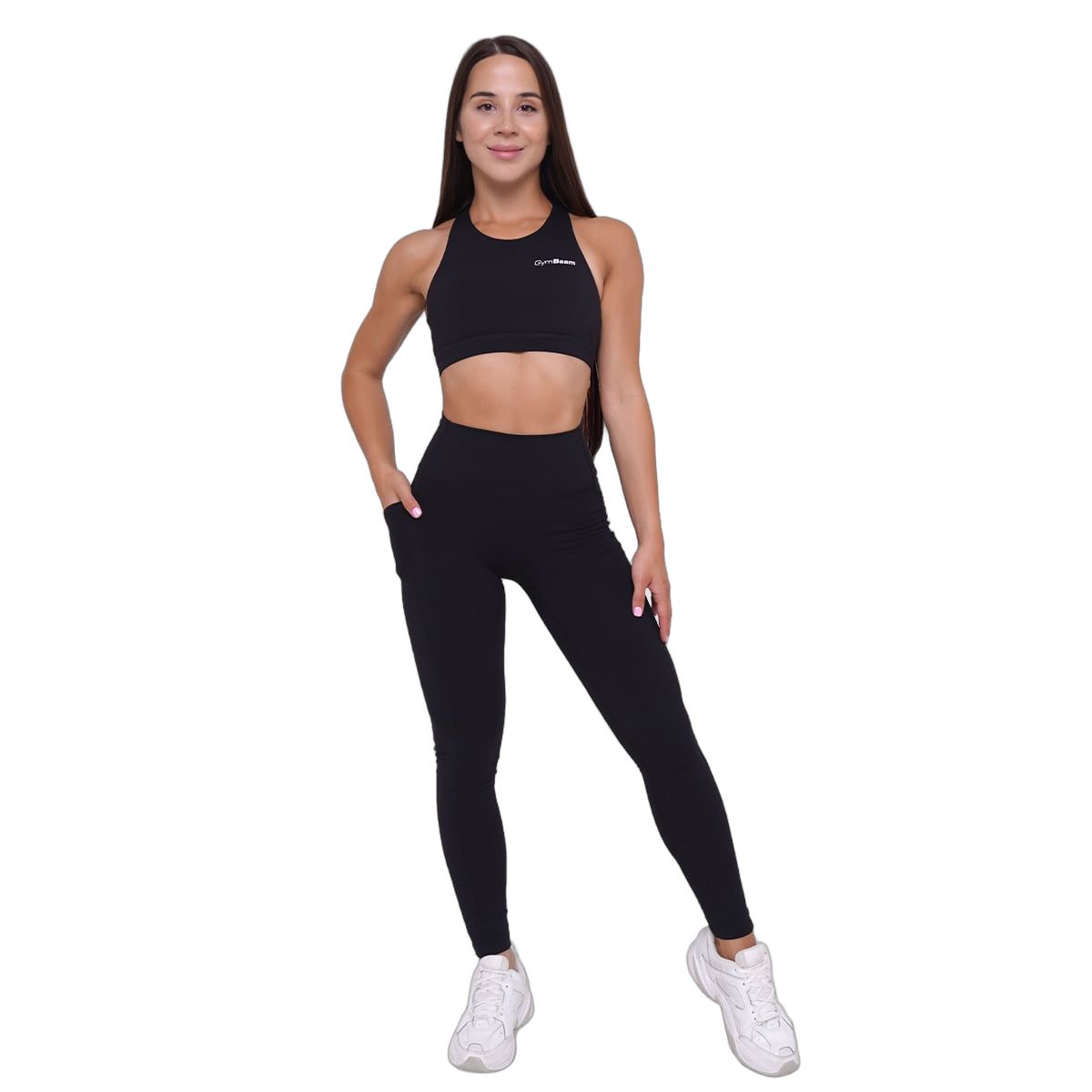 GymBeam Reggiseno sportivo donna Ignite nero con spalline incrociate