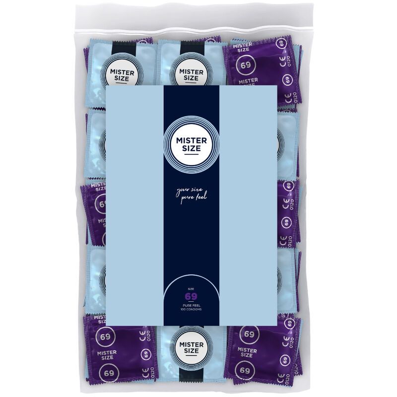 Confezione da 100 preservativi Mister Size 69.