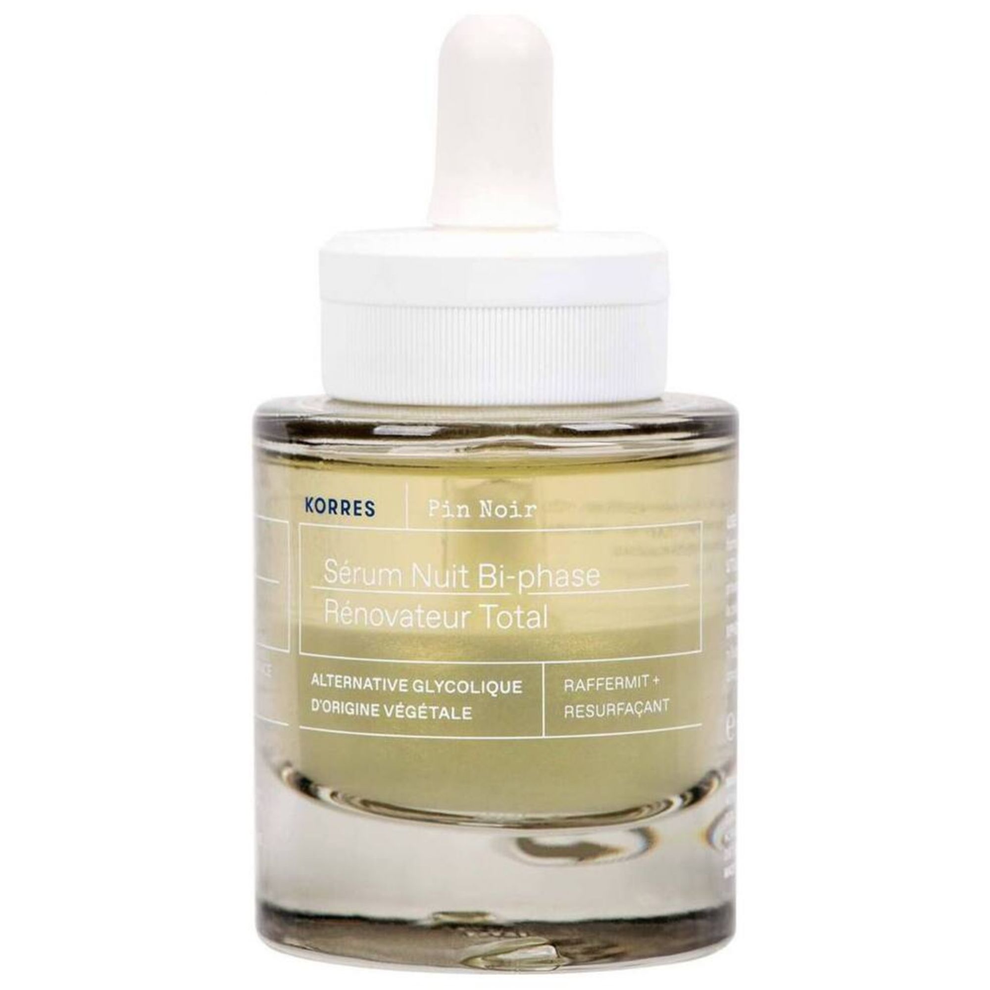 Siero KORRES Black Pine: flacone in vetro con contagocce, siero giallo. 30 ml.