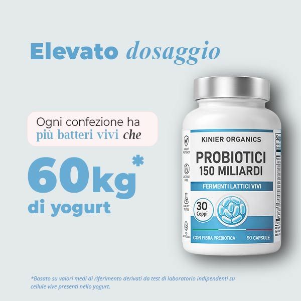 Elevato dosaggio: Più batteri vivi che in 60 kg di yogurt.