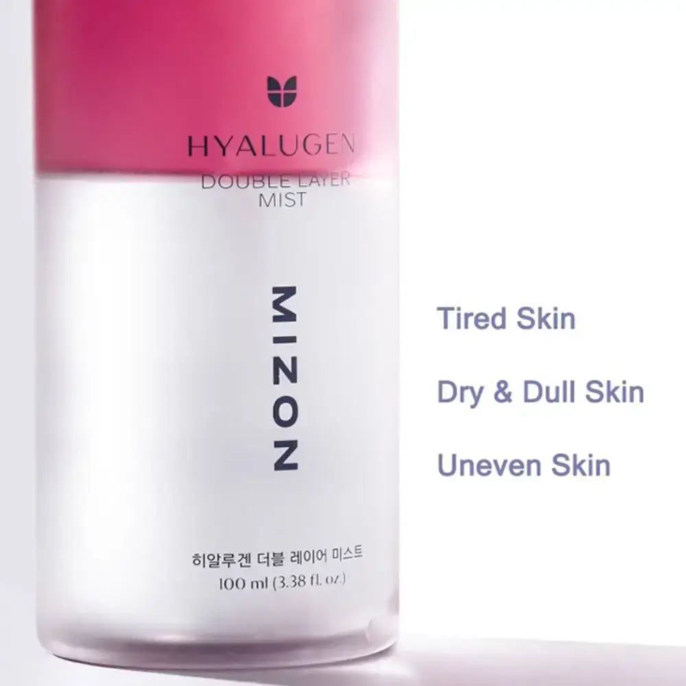 Flacone MIZON Hyalugen Double Layer Mist. Testo: Tired Skin, Dry & Dull Skin, Uneven Skin. 100 ml.