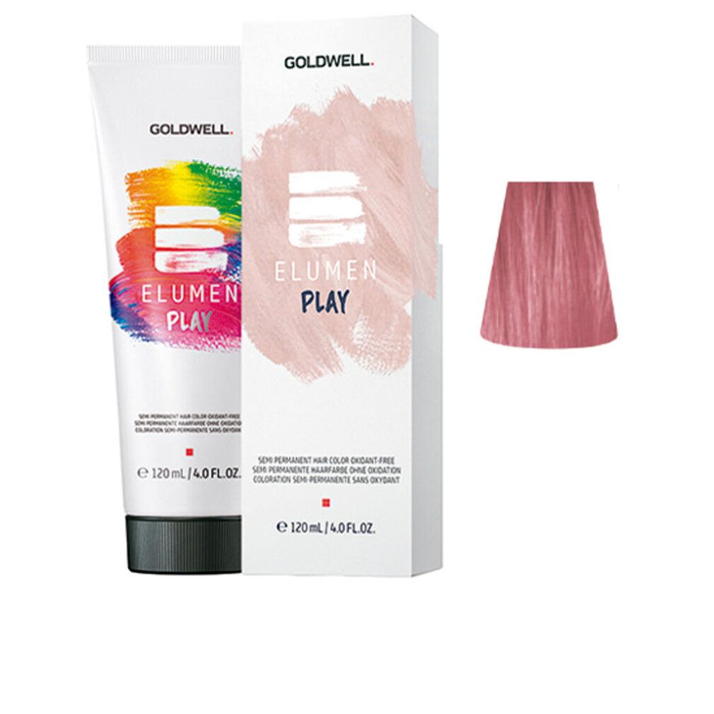 Goldwell Elumen Play Pastel Rose. Tubo e scatola con informazioni sul prodotto. Campione colore rosa.