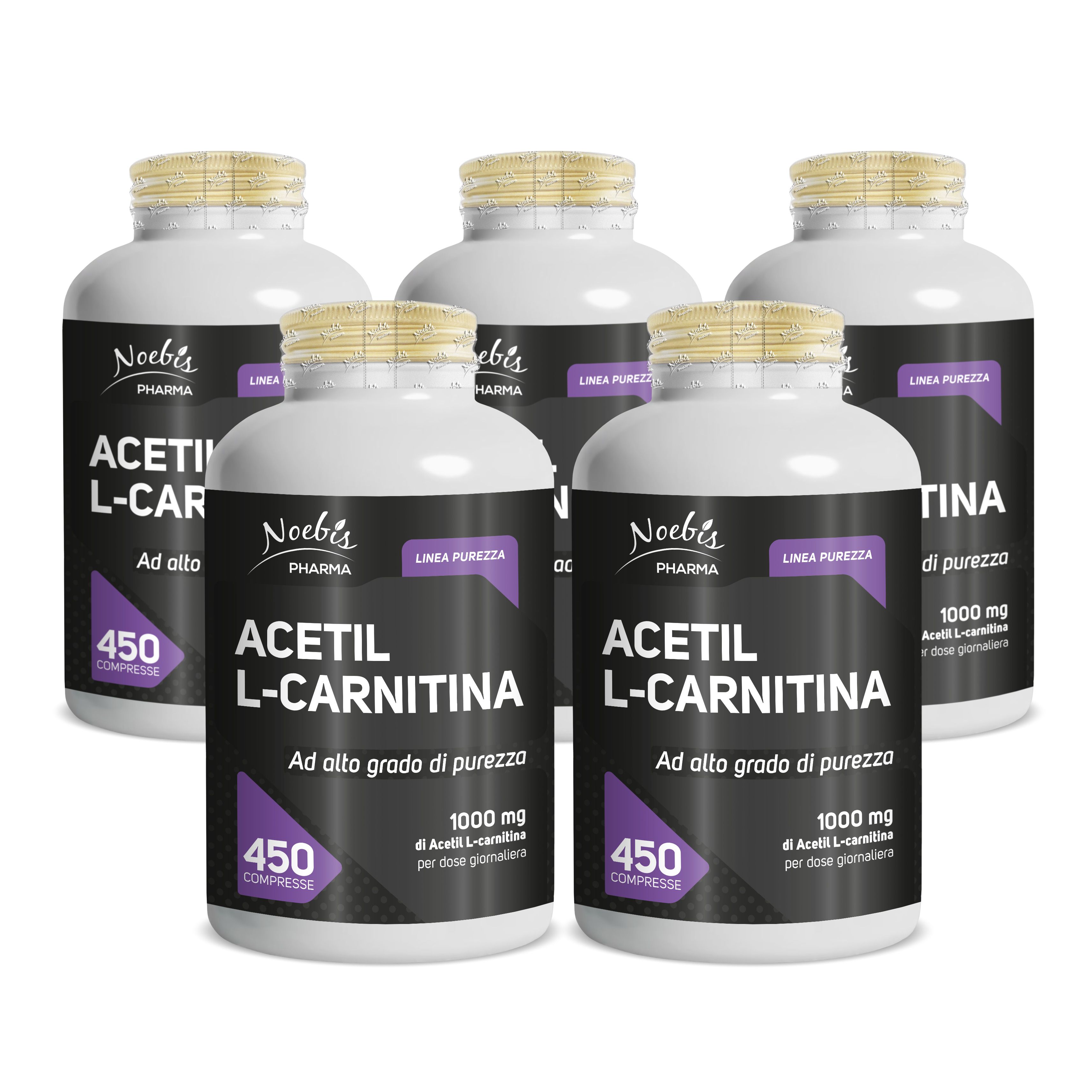 Noebis Pharma Acetil L-Carnitina – 450 Compresse – 4 al Giorno 5 Pc