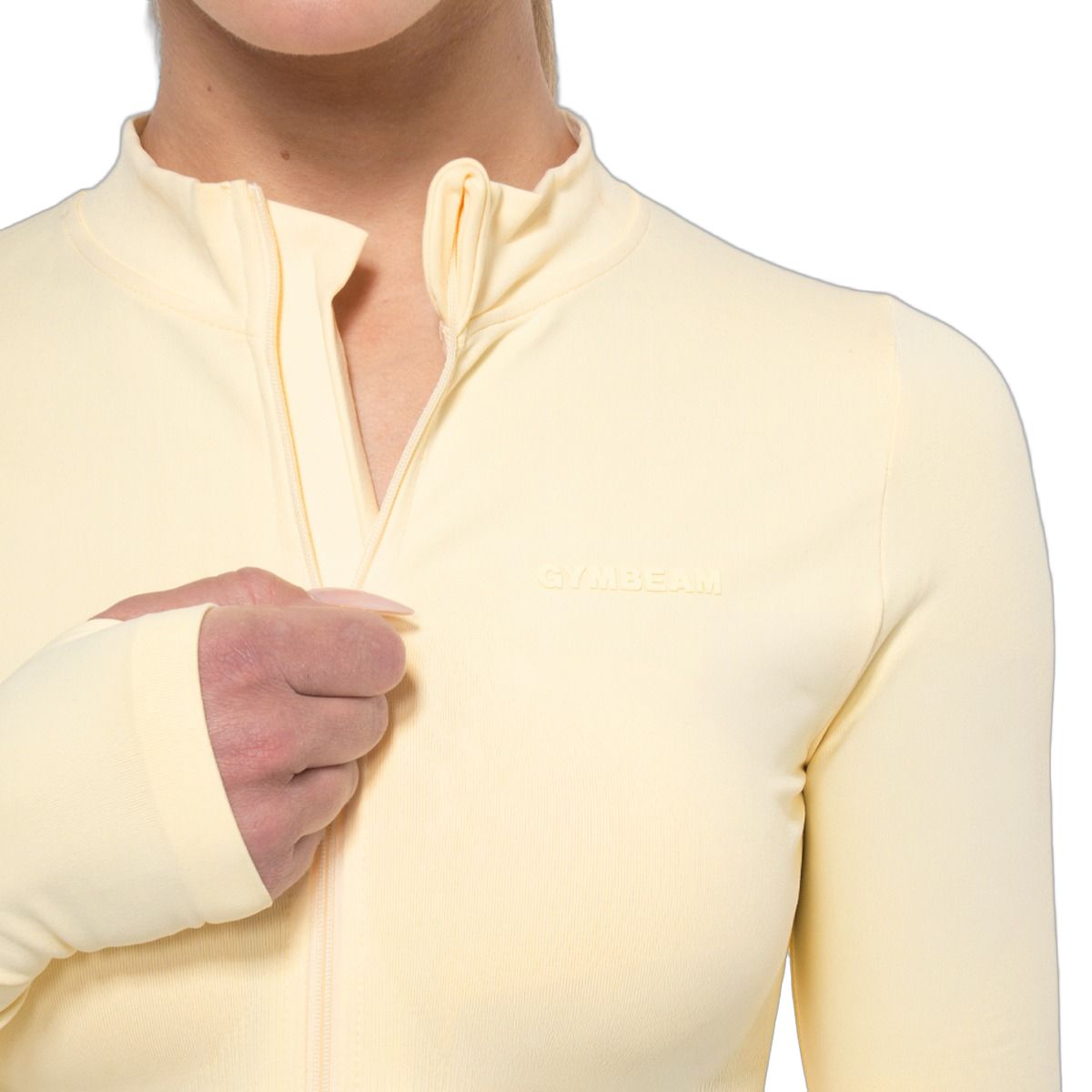 GymBeam Top sportivo donna Luma slim a maniche lunghe con zip Butter Yellow