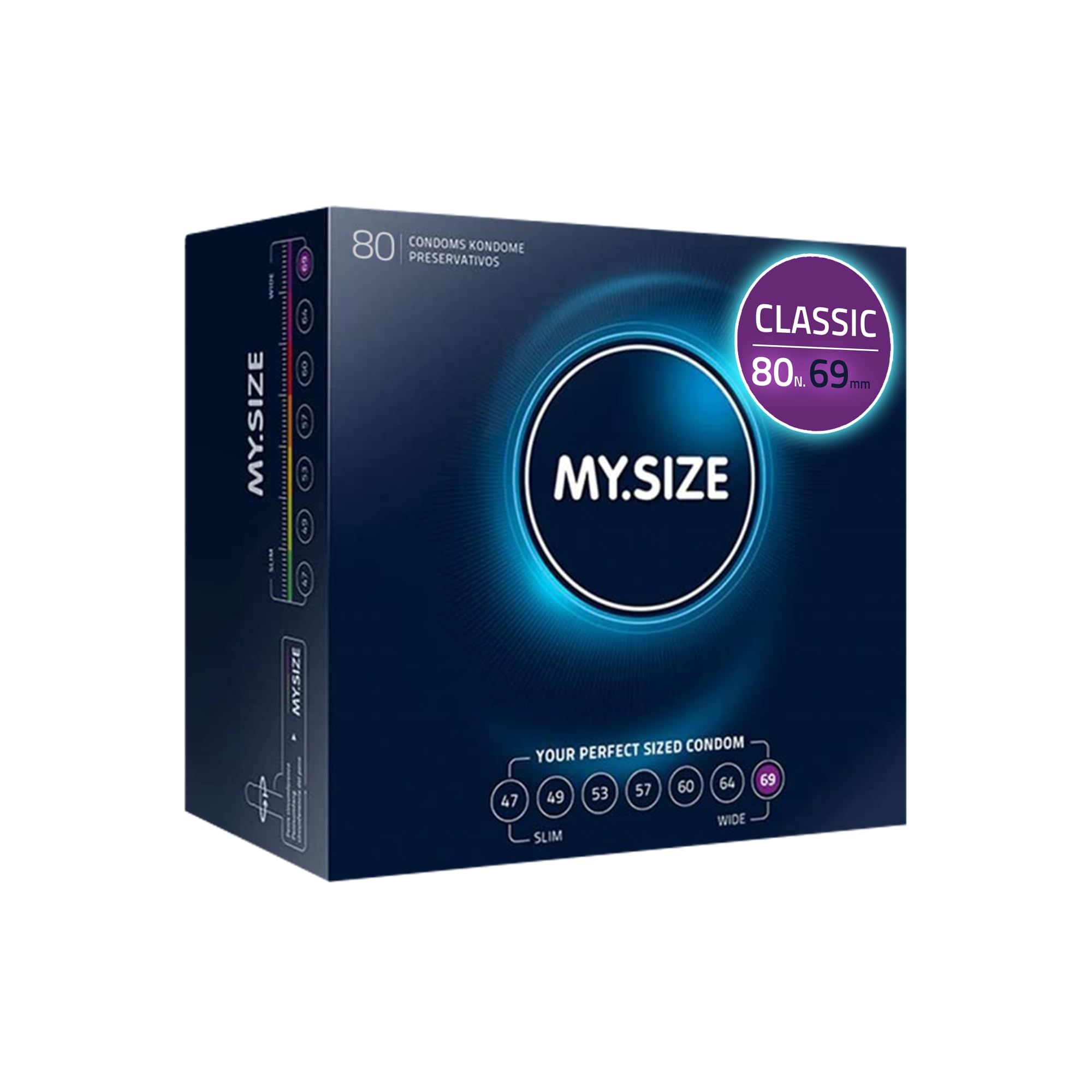 Preservativi MY.SIZE: 7 misure, individualità, facilità d'uso, durabilità.
