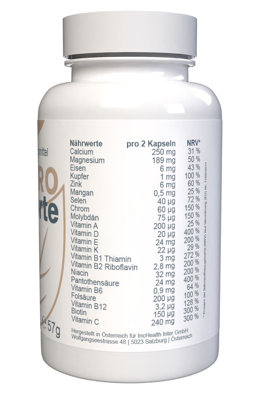 Retro di una bottiglia di Cardiotens Forte con informazioni nutrizionali e del produttore.