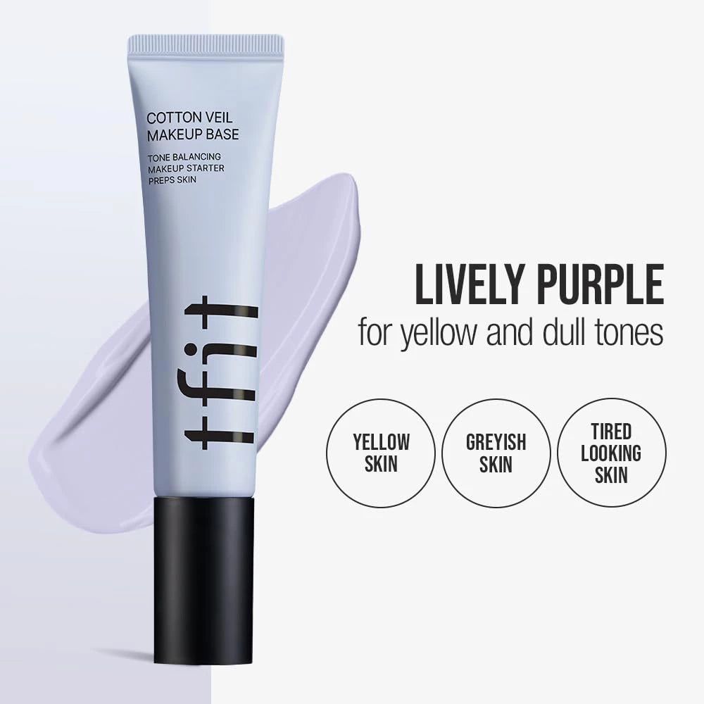 TFIT Cotton Veil Makeup Base, Viola Vivace. Per toni gialli e spenti.