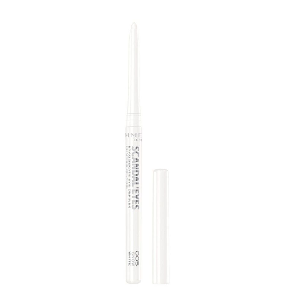 Matita eyeliner bianca con cappuccio, scritta 'SCANDAL EYES'.