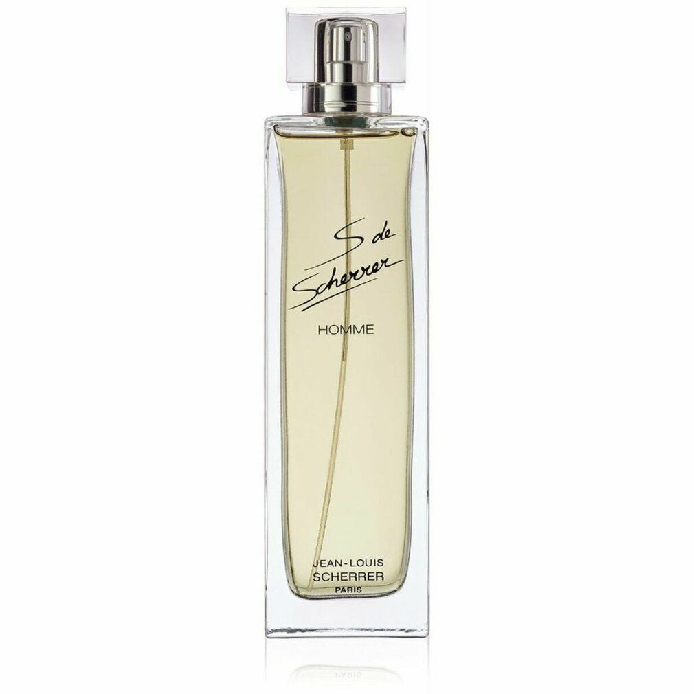 Flacone rettangolare in vetro con vaporizzatore argentato. Scritta: S de Scherrer, Homme, Jean-Louis Scherrer, Paris.