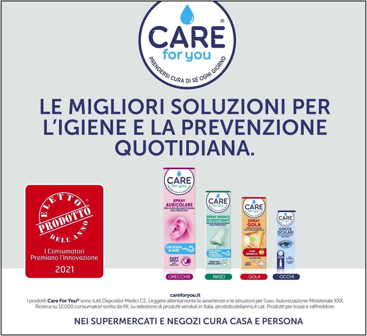Care For You Spray Auricolare Soluzione Isotonica Acqua di Mare 100 ml