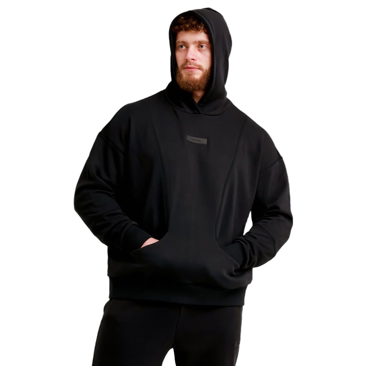GymBeam Felpa uomo con cappuccio Unity nera regular fit in tessuto pesante